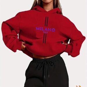 Milano Red Cropped Hoodie Jumpsuit Top